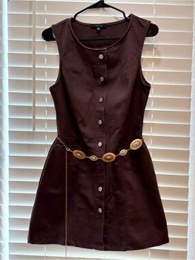 iris Chocolate Brown Sleeveless Button-Front Mini Dress